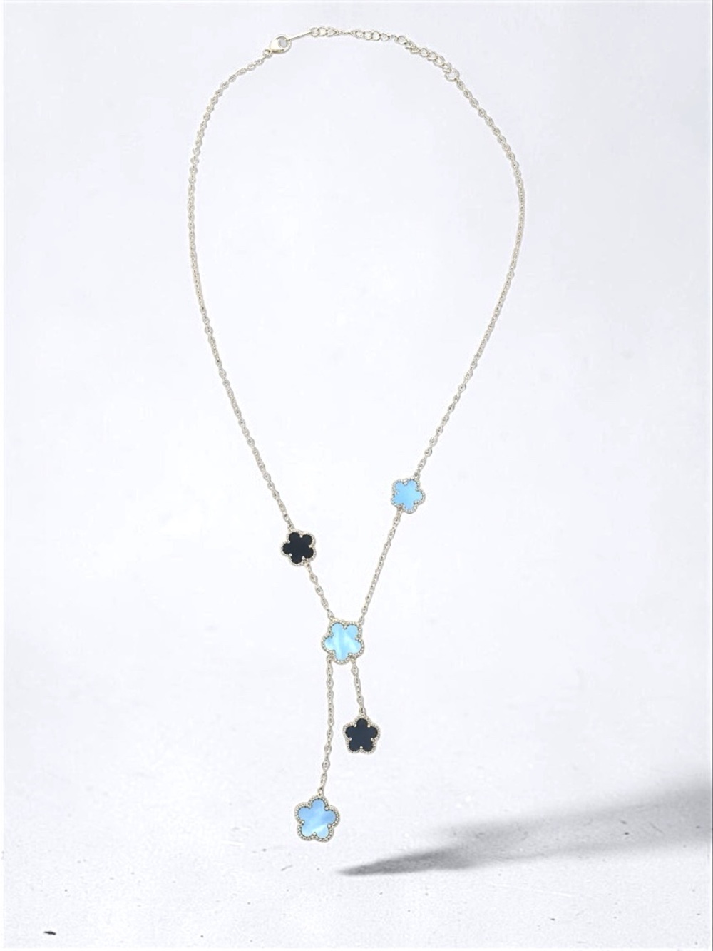 Clover Gold Tone Black & White Necklace